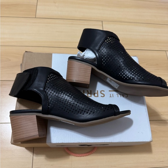 Call It Spring Black Peep-Toe Heels - Picture 3 of 4